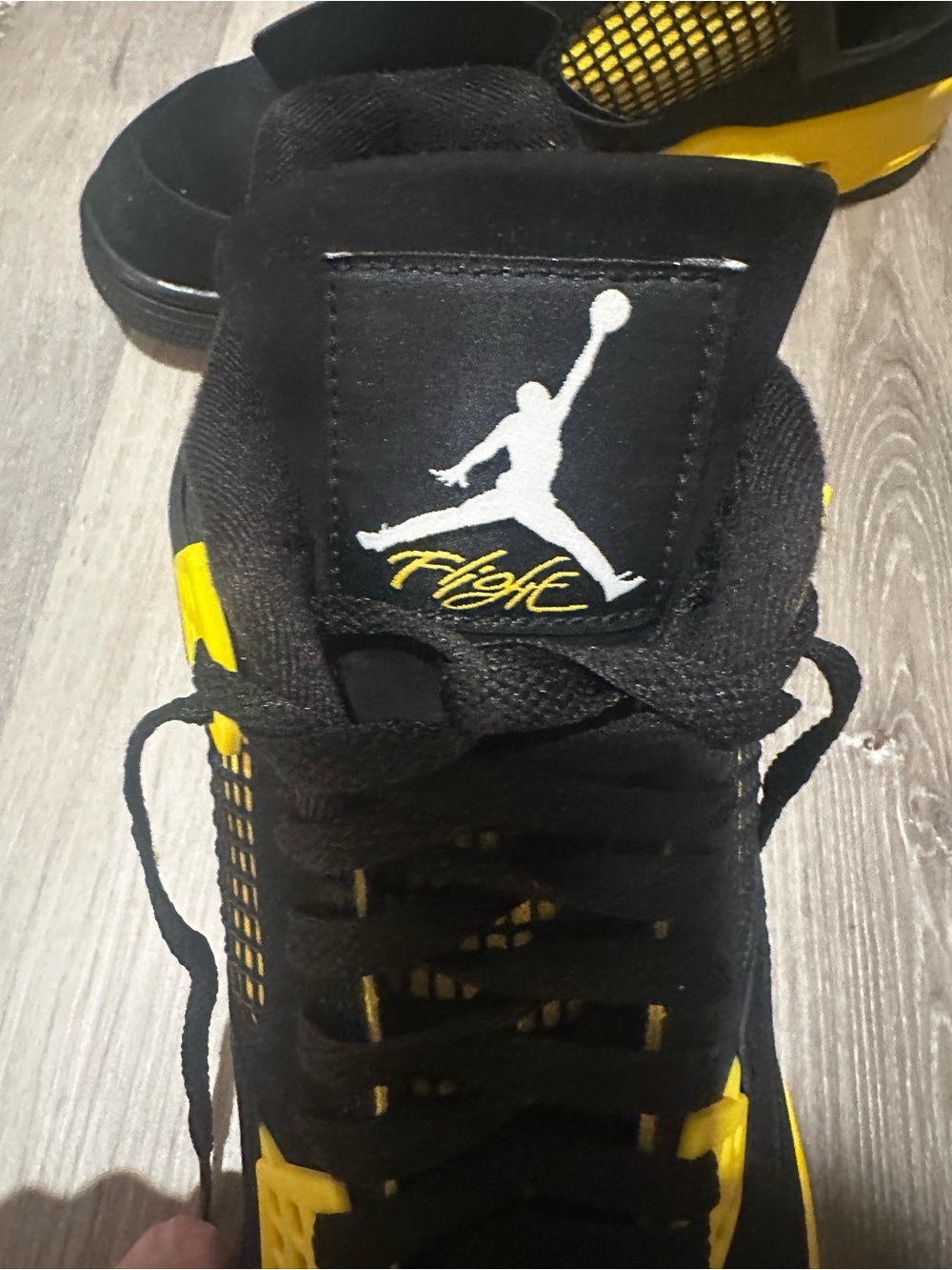 Jordan Men’s Black and Yellow Retro Sneakers - Picture 4 of 7